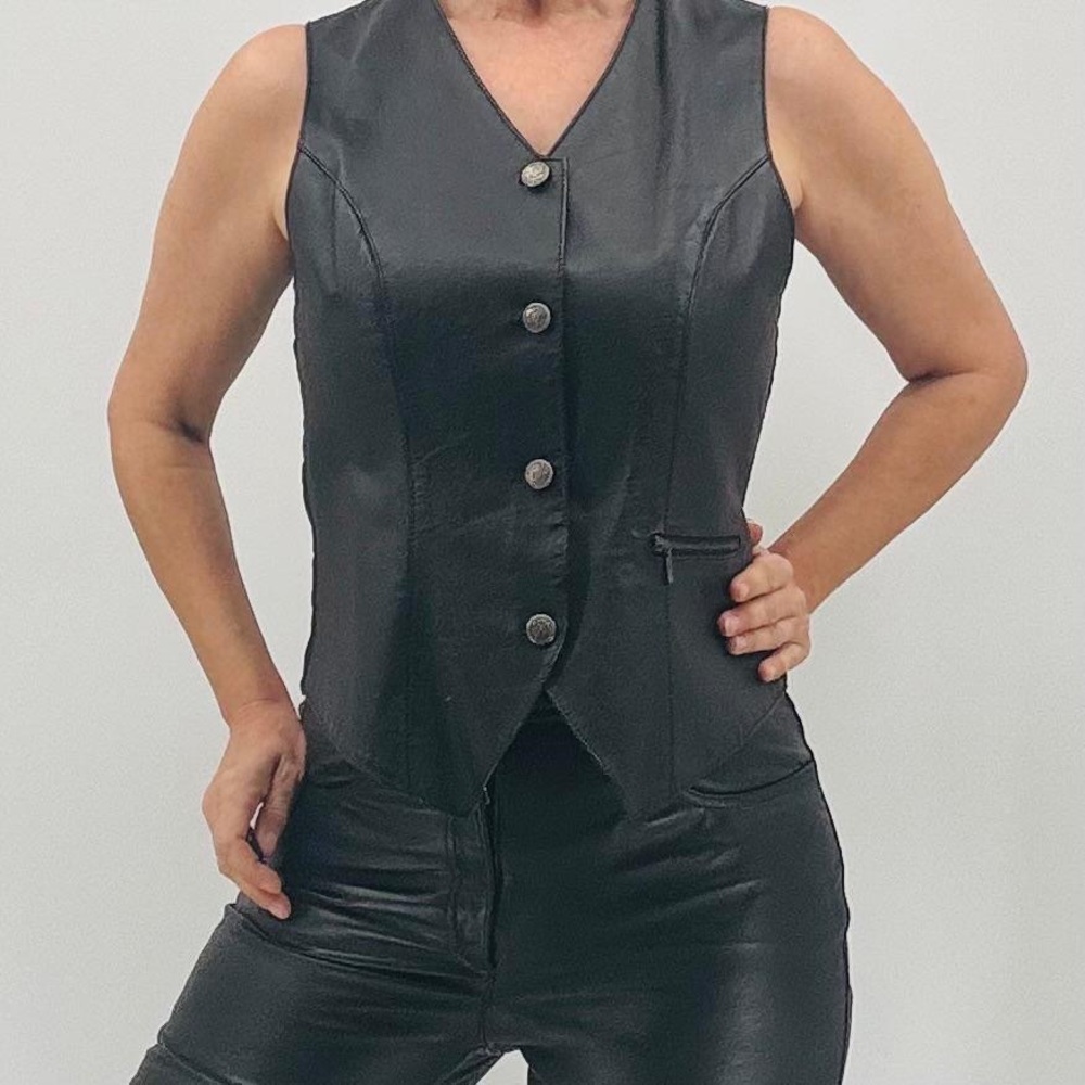 Vintage Y2K Indie Sleaze Punk Goth Biker Moto Western Cowgirl Leather Vest
